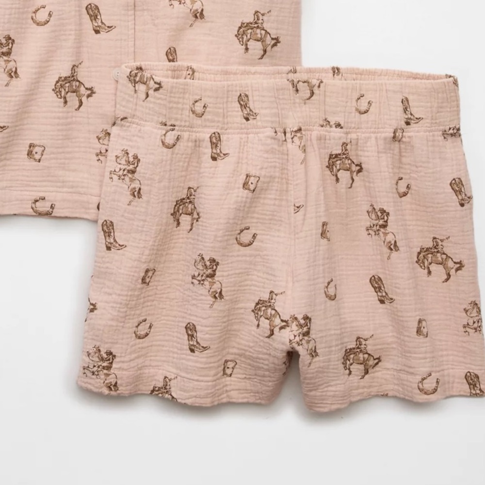 American Eagle gauze cowboy lounge shorts S